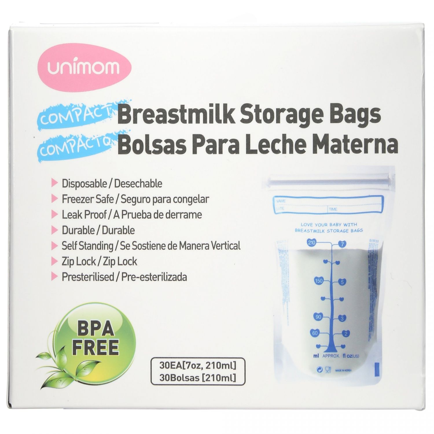 Túi trữ sữa Unimom Compact 30 chiếc 210ml UM870251